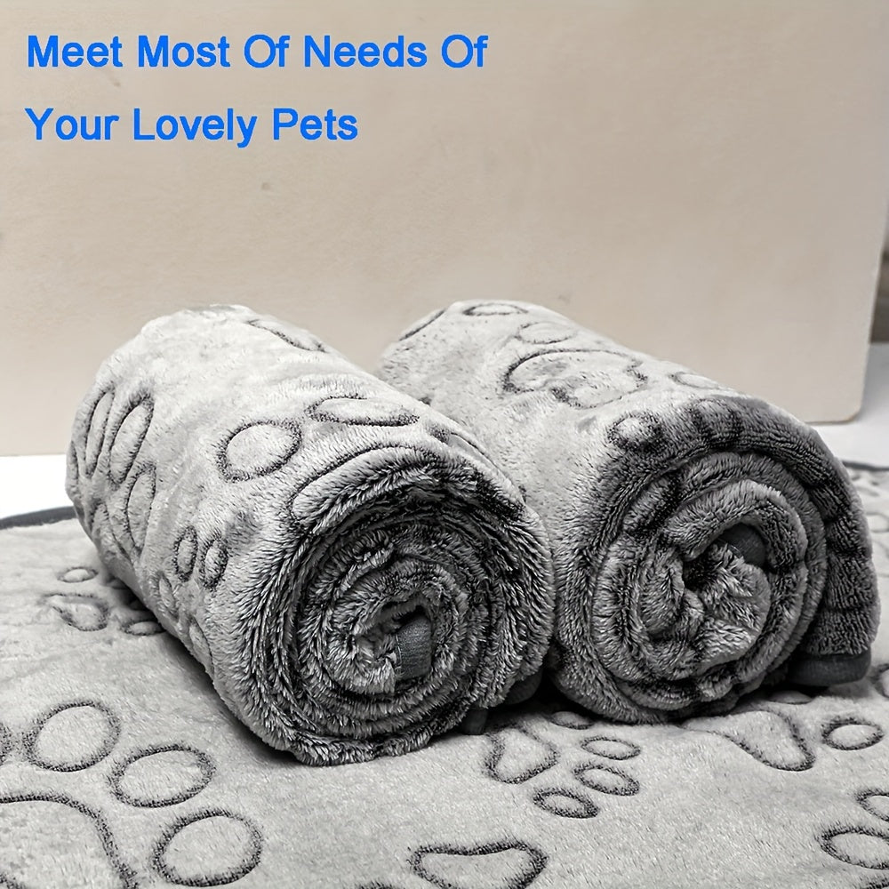 1pc Soft Pet Puppy Blanket, Cute Paw Printed Blanket For Dogs