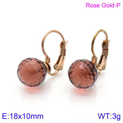 10mm Glass Crystal Ear Hooks Womens Titanium Steel Earrings