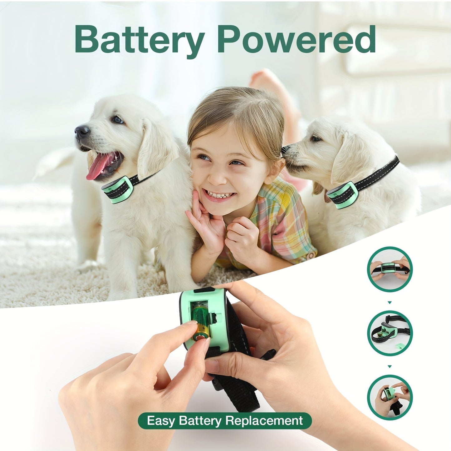 Gentle & Effective Bark Control: Battery-Powered Collar for Small/Medium Dogs - Peaceful Quiet Companion