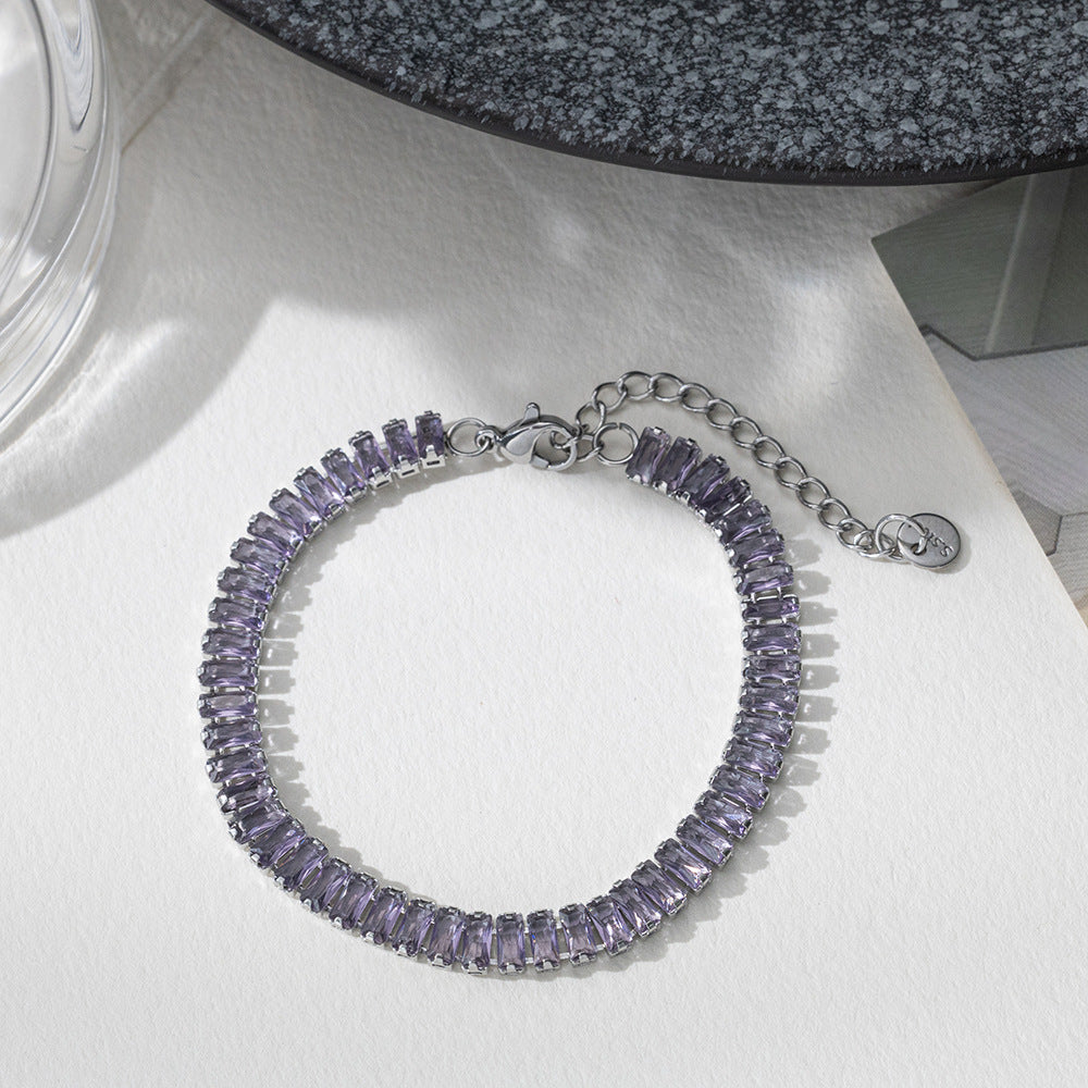 Golden Bracelet With Square-cut  Fully Paved Crystals