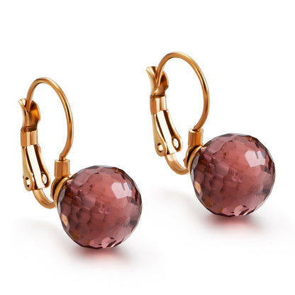 10mm Glass Crystal Ear Hooks Womens Titanium Steel Earrings