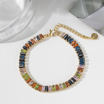 Golden Bracelet With Square-cut  Fully Paved Crystals