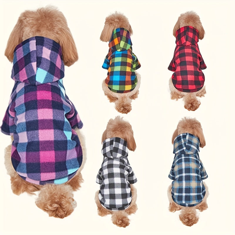 Pet Clothing Sweatshirt, Colorful Plaid -Lined Warm Comfortable Coat for Cats and Dogs
