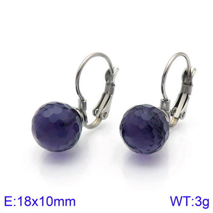 10mm Glass Crystal Ear Hooks Womens Titanium Steel Earrings