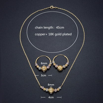 Multicolor Cutout Round Beads Necklace And Earrings Suite Necklace Jewelry