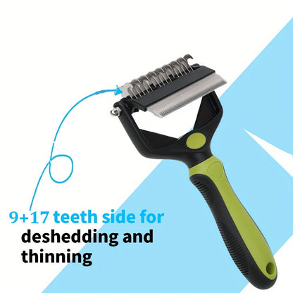 2-in-1 Ultimate Pet Grooming Brush for Medium to Large Dogs - Deshedding, Dematting, and Tangle Removal Tool for Short to Long Hair