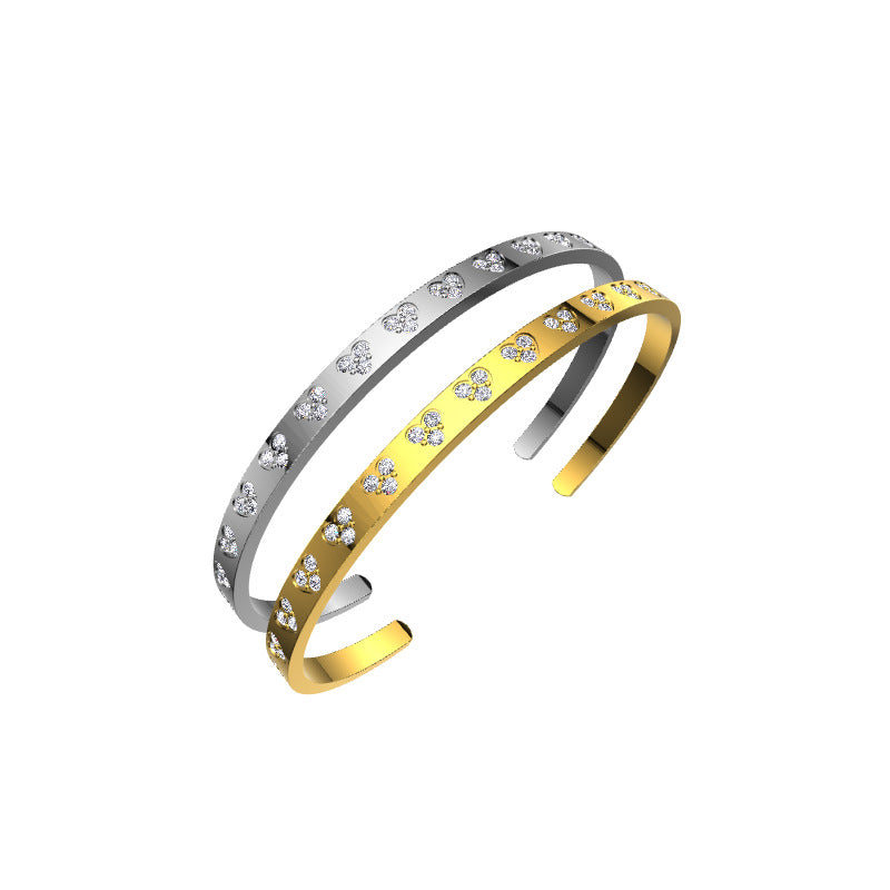 Retro Style Zircon Set Heart-shaped Bracelet