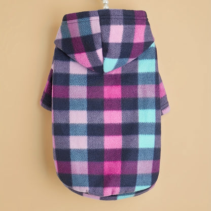 Pet Clothing Sweatshirt, Colorful Plaid -Lined Warm Comfortable Coat for Cats and Dogs