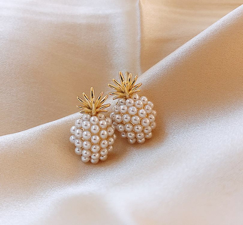 Pineapple Starfish Pearl Earrings.Free shipping