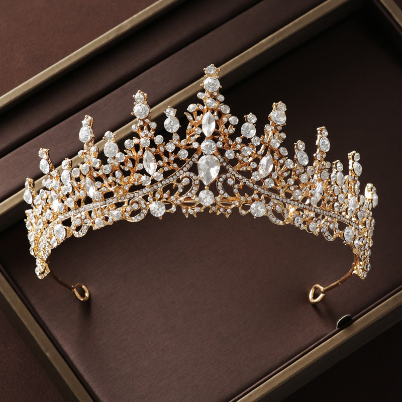 Crown Headdress Necklace Earrings Champagne Gold Vintage