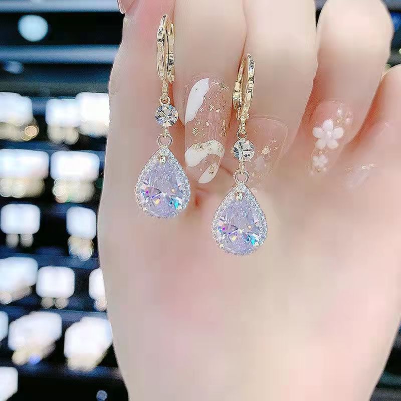 Incredibly Charming Diamond-studded Teardrop Crystal Earrings