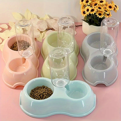 1pc Automatic Dog Water Dispenser - Double Bowls Feeding & Watering Supplies for Indoor Dogs - Space-Saving, Easy-Clean, and Durable Plastic Design