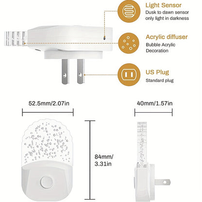 2pcs Night Lights Plug Into Wall, LED Night Light, 8-Color Changing RGB Night Light With Dusk To Dawn Sensor, RGB Mode Nightlight Christmas Gifts