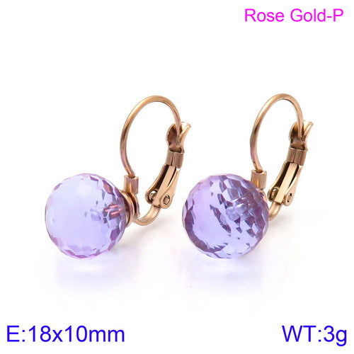 10mm Glass Crystal Ear Hooks Womens Titanium Steel Earrings