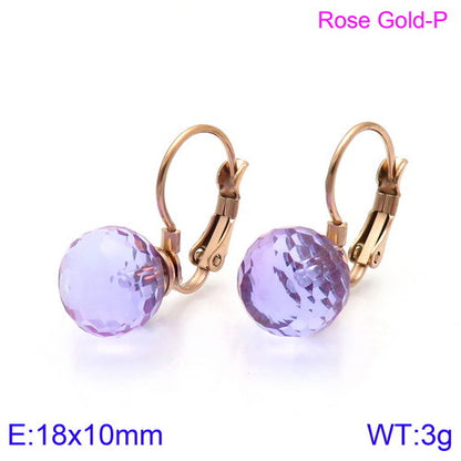 10mm Glass Crystal Ear Hooks Womens Titanium Steel Earrings