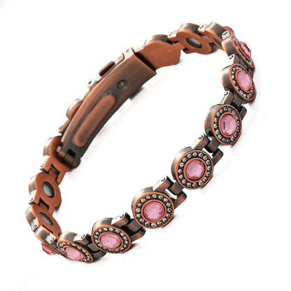 Fashionable, Light-Luxury Lucky Clover Alloy Diamond-Encrusted Single-Row Magnetic Bracelet For Women