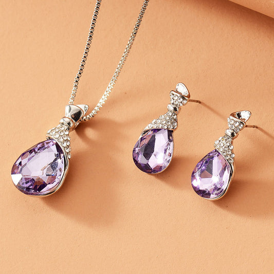 Bridal Jewelry Peacock Gem Necklace Earrings