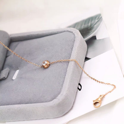 Single-stone Titanium Steel Bracelet For Women 18K Gold Cool And Minimalist Style