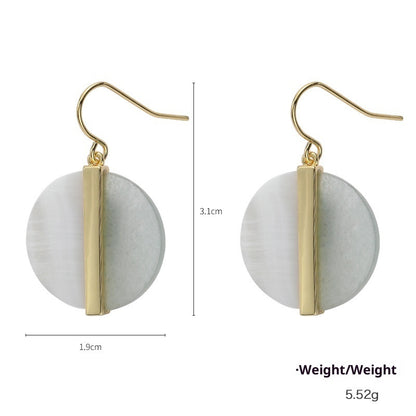 Geometric Inlaid Semi-precious Stone Two-tone Earrings