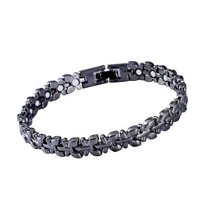 Fashionable, Light-Luxury Lucky Clover Alloy Diamond-Encrusted Single-Row Magnetic Bracelet For Women