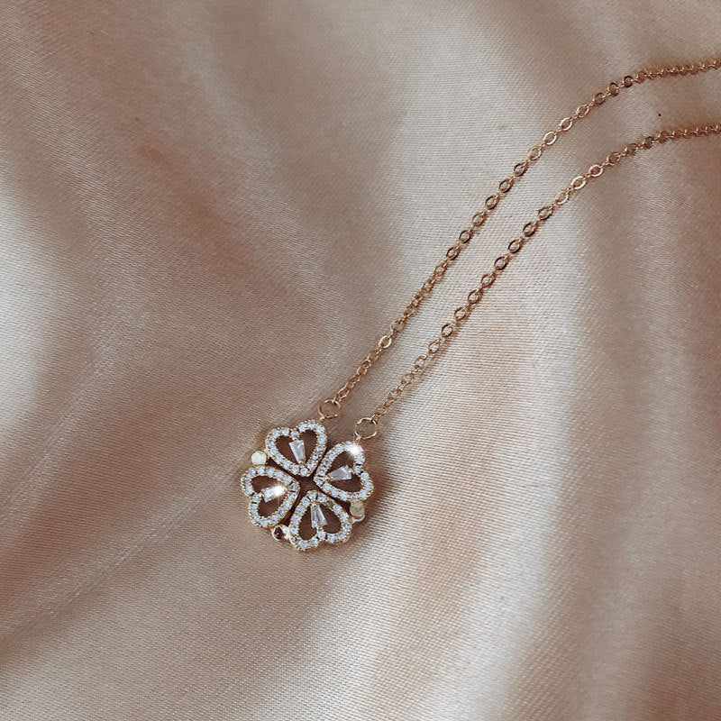 Explosive Style Detachable Deformed Four-leaf Clover Necklace For Women A Multi-wearing Zircon Small Love Short Clavicle Chain.Free Shipping.Delivery Time:2Weeks