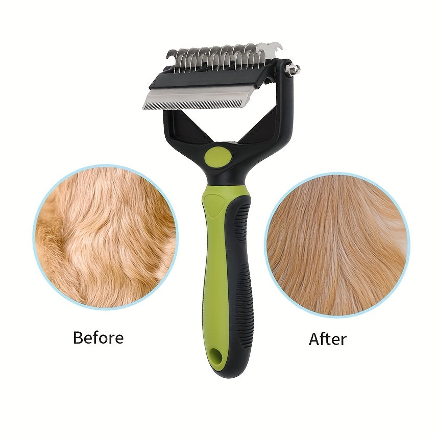 2-in-1 Ultimate Pet Grooming Brush for Medium to Large Dogs - Deshedding, Dematting, and Tangle Removal Tool for Short to Long Hair