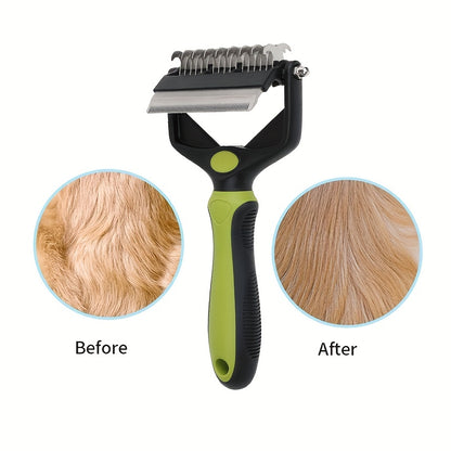 2-in-1 Ultimate Pet Grooming Brush for Medium to Large Dogs - Deshedding, Dematting, and Tangle Removal Tool for Short to Long Hair