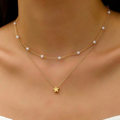 Womens Retro Alloy Layered Clavicle Necklace