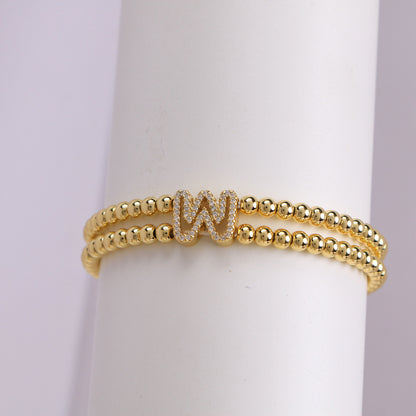 Copper-plated 18k Gold Zircon Bead Bracelet