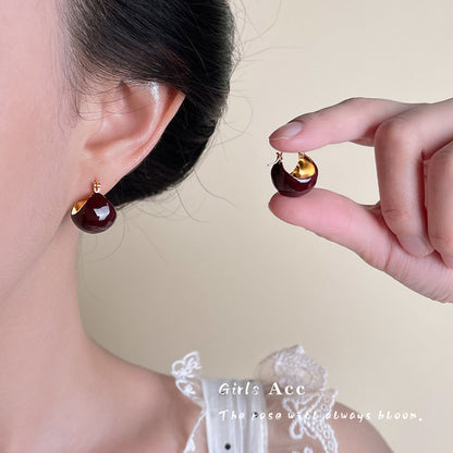 Ankola Red Oil-drop Earrings Feminine And Vintage Style
