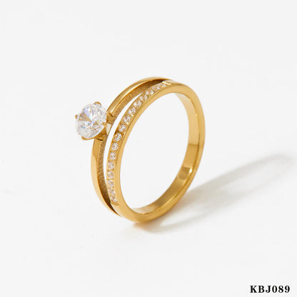 Women's Fashion Stainless Steel CNC Inlaid Diamond Ring