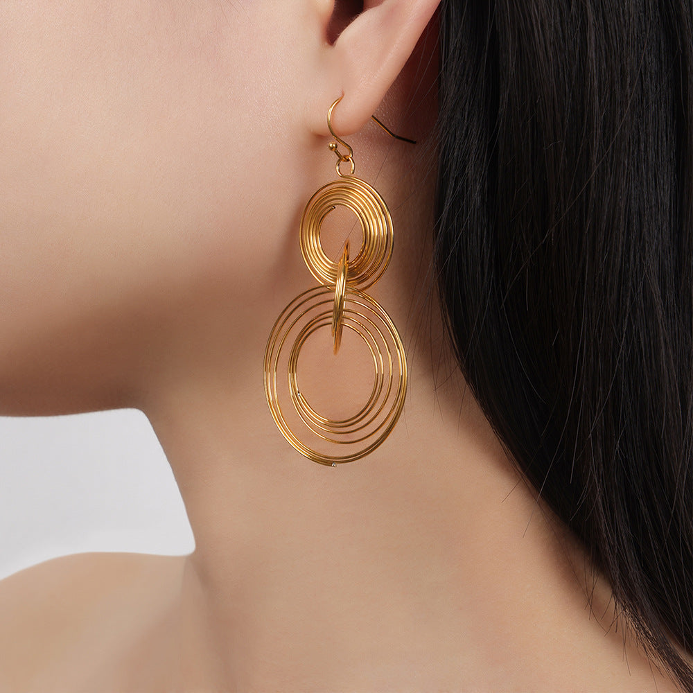 New Stylish Niche-design Titanium Steel Gold-plated Geometric Earrings