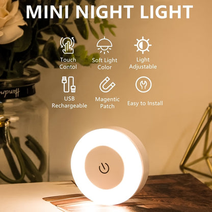 1pc LED Touch Night Light, Bedroom Decorative Light, Dimmable for Nursery, Hallway, Bedroom, Washroom, Living Room, Wardrobe, Cabinet, Warm Light/White Light