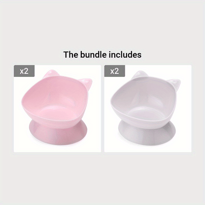 Premium Cat Ear Shaped Elevated Pet Bowl - Ergonomic Inclined Design for Cervical Spine Support - Perfect for Cats & Dogs - Stylish Food & Water Dishes for Your Furry Friends