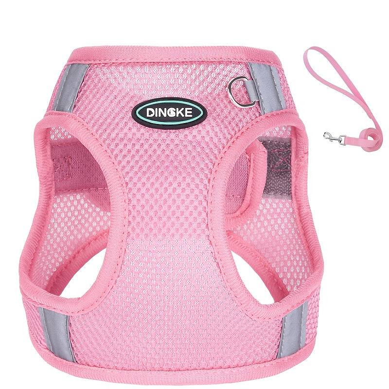 Premium Mesh Fabric for Cool and Breathability, Soft Touch with Durability; 360-Degree Full Body Wrap Anti-Escape Design, Nighttime Reflective Safety Vest-Style Dog Leash for Small to Medium Pets, Pet Walking Gear, Running Tr