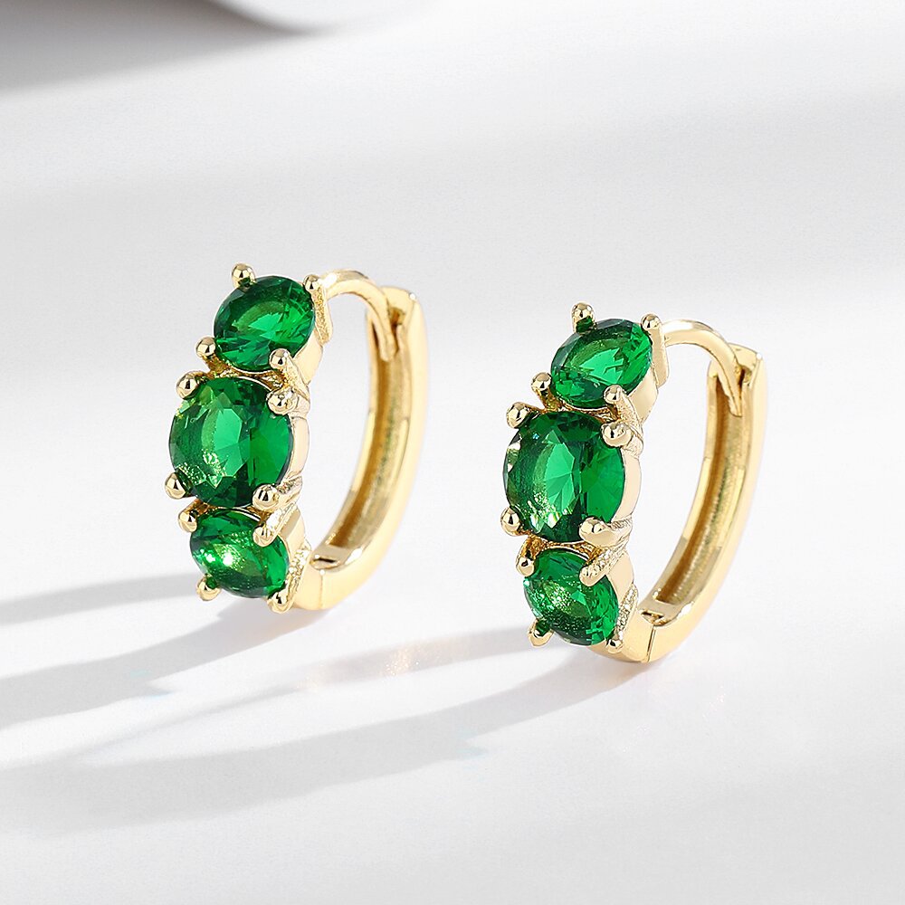 Vintage-style Womens Earrings With Emerald-inlaid Artificial Gemstones