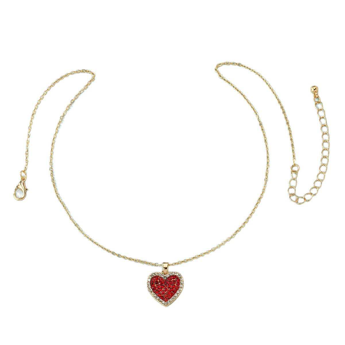 Korean-Japanese Sweetheart Instagram-Style Cute Alloy-Inlaid Heart Necklace For Women