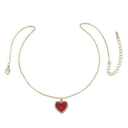 Korean-Japanese Sweetheart Instagram-Style Cute Alloy-Inlaid Heart Necklace For Women