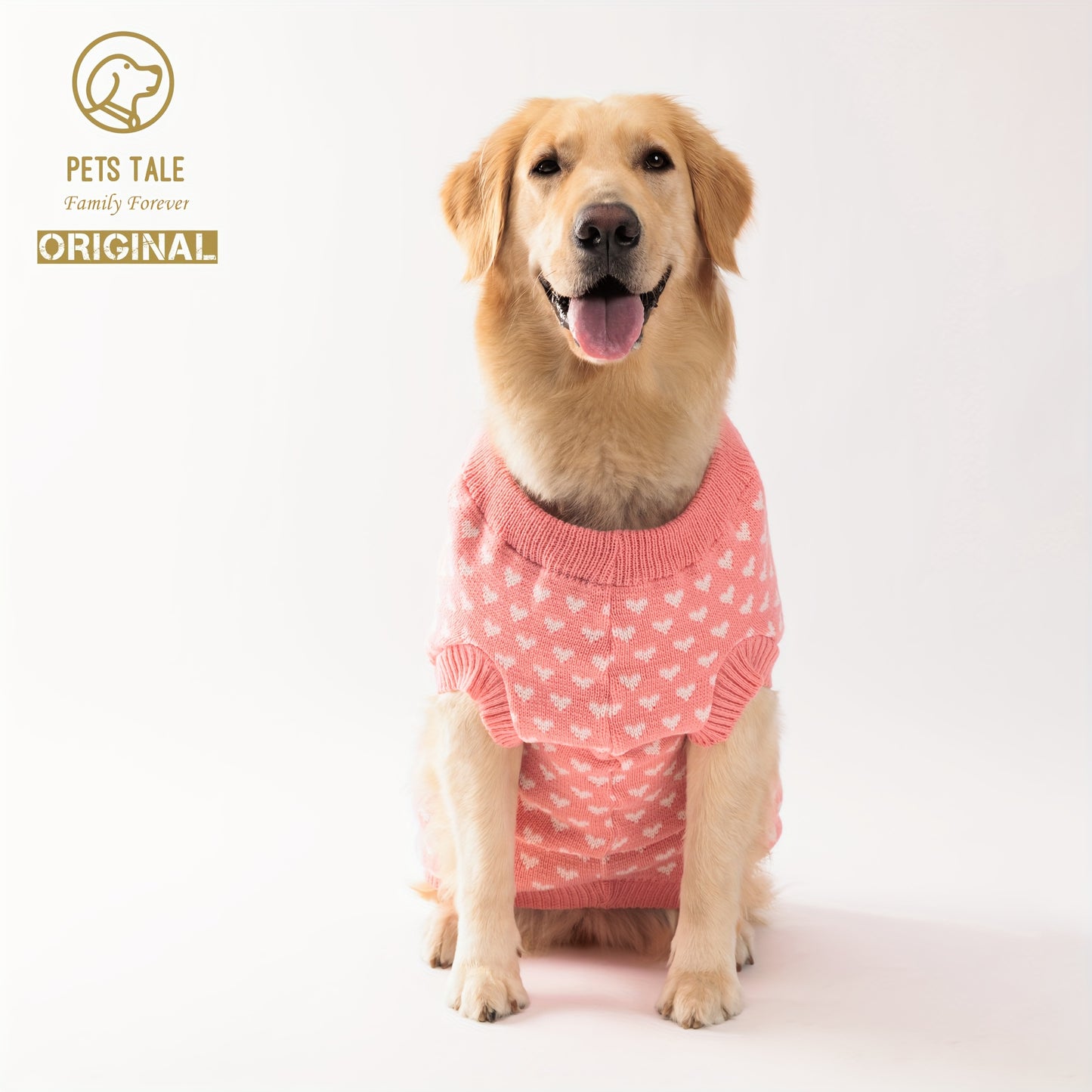 Dog Sweater with Pink Heart Design - Comfortable Knitwear for Dogs of All Sizes, Soft And Warm Pullover for Pets