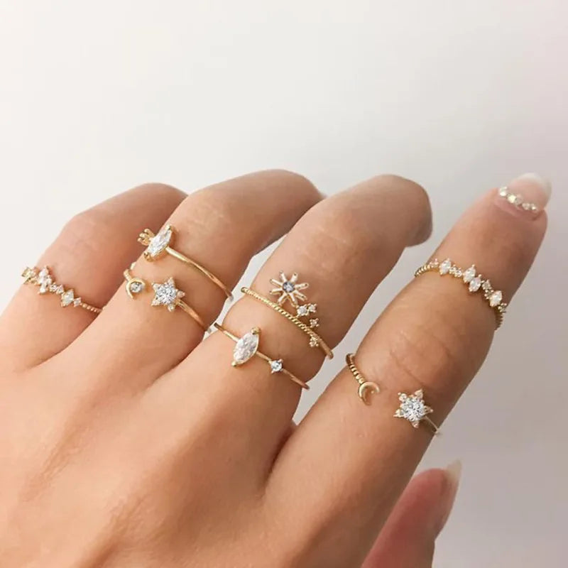 Fashion Hollow Heart Butterfly Ring Set For Women