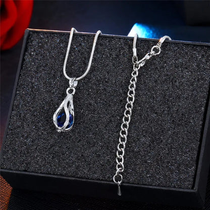 Fashion Silver Color Necklace Earrings Cubic Zirconia Jewelry Sets Elegant Crystal Zircon Jewelry Women Wedding Jewelry Set - Giftcare 