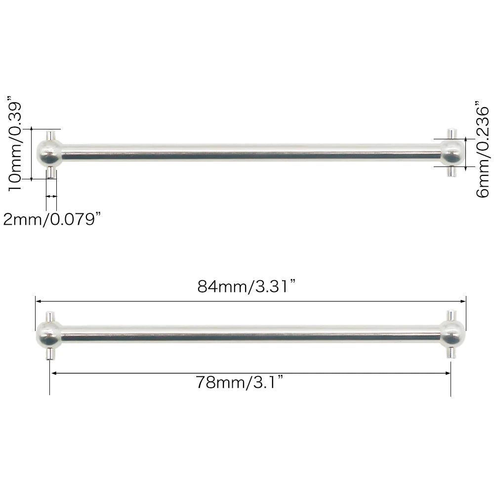 2pcs/set Steel Metal RC Car Drive Shaft Dogbone Overall Length 61mm 63mm 70mm 77mm 84mm 87mm 89.5mm 100mm hsp Wltoy Redcat