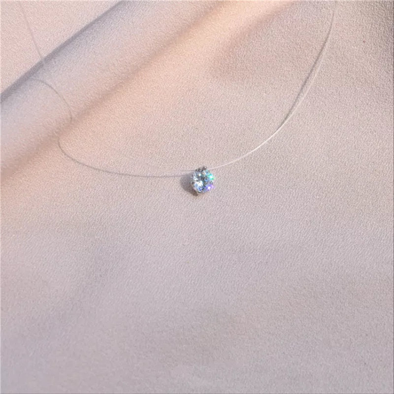 Female Transparent Fishing Line Necklace Invisible Women Rhinestone Chain Necklaces Female Gift.Free Shipping - Giftcare 