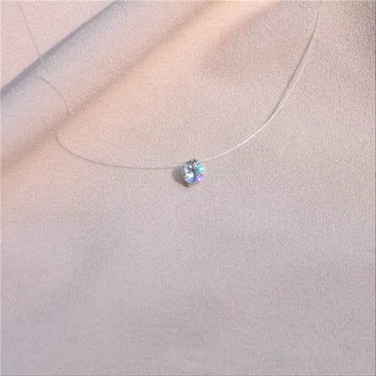 Female Transparent Fishing Line Necklace Invisible Women Rhinestone Chain Necklaces Female Gift.Free Shipping - Giftcare 