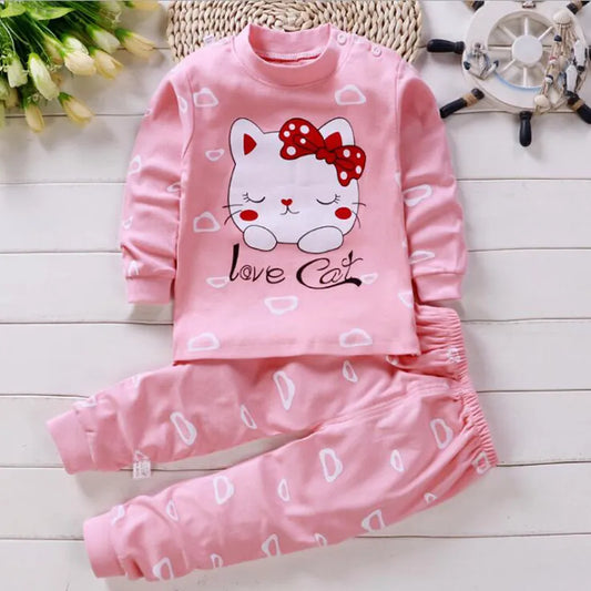Children Long Sleeve Cotton Kids Cartoon Sleepwear Baby Clothing Set Autumn Cotton Nightwear Boys Girls Animal Pyjamas Set - Giftcare 