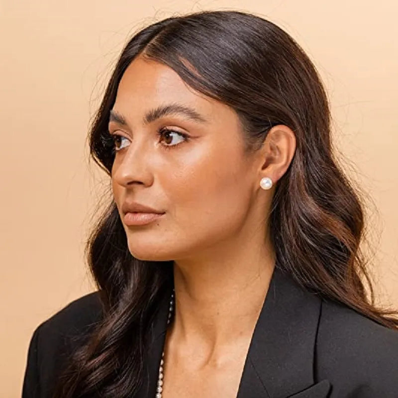 Natural Freshwater Pearl Stud Earrings Real 925 Sterling Sliver Earring Cultured White Pearl for Women Earring Jewelry Wholesale - Giftcare 