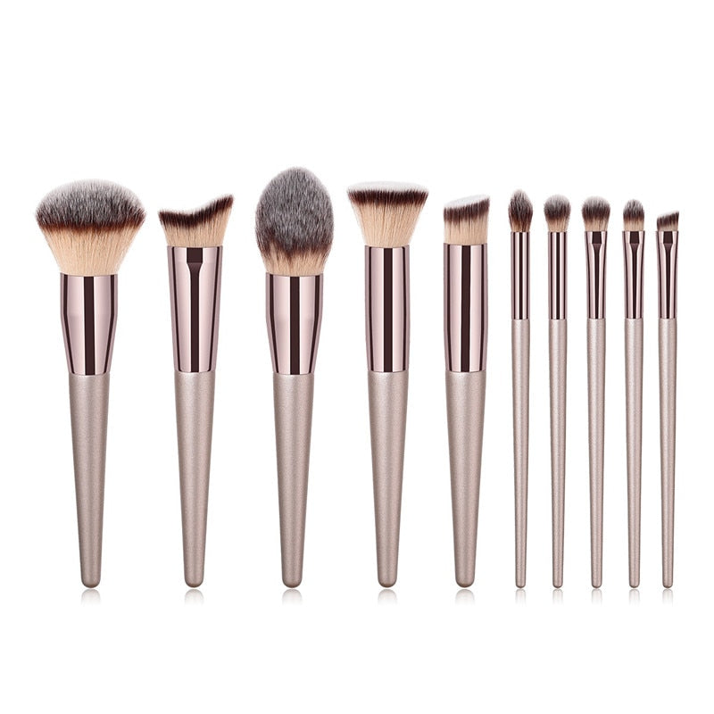 4/10pcs Champagne makeup brushes set for cosmetic foundation powder - Giftcare 
