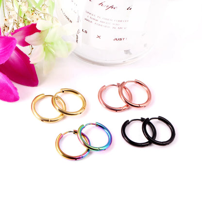 LUXUSTEEL 1Pairs/2Pcs Small Hoop Earrings Women Men Silver Color Stainles Steel Round Circle Pendientes Mujer 2023 Anti-allergy - Giftcare 
