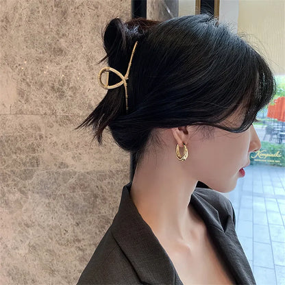 2021 New Classic Copper Alloy Smooth Metal Hoop Earrings For Woman Fashion Korean Jewelry Temperament Girl's Daily Wear earrings - Giftcare 