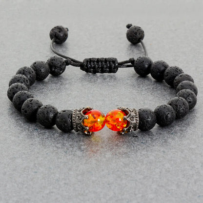 Black Lava Stone Crown Charm Tiger Eye Beads Bracelet For Men Women Braided Bracelets Handmade Adjustable Jewelry Pulseira - Giftcare 